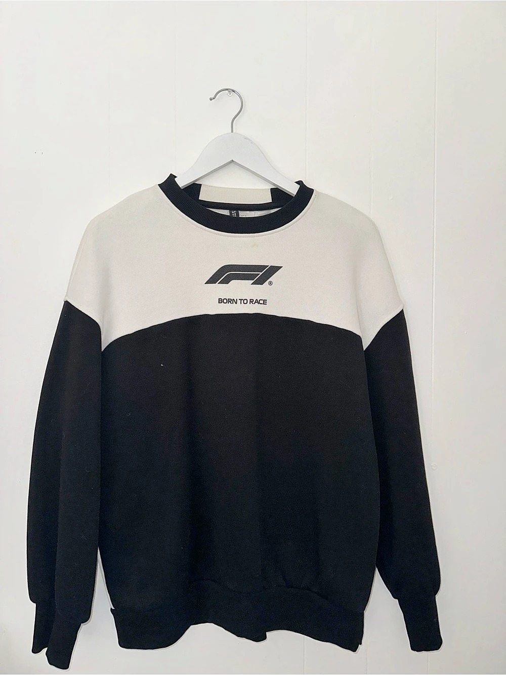 H&M Formula 1 Color Block Sweatshirt in Black & White Like New
